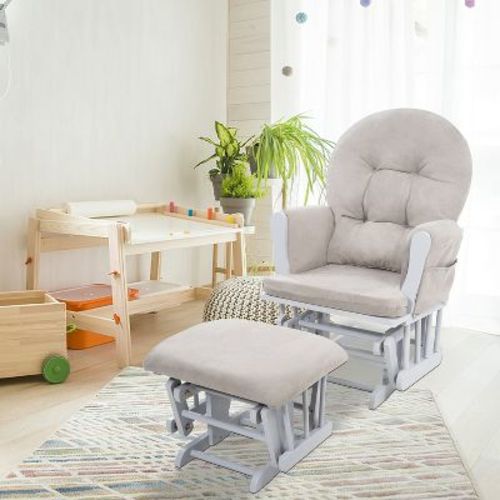 Home Imports Emporium Nursery Glider and Ottoman Set for Breastfeeding in Espresso, Cream