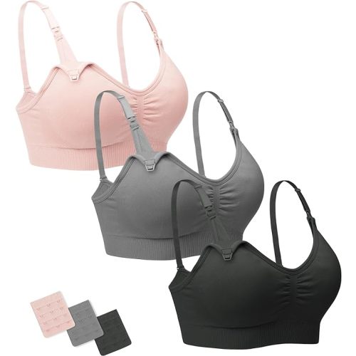 Stelle Nursing Bras Maternity Bra for Breastfeeding Pregnancy Wireless Bralette with Pads, Extenders & Clips
