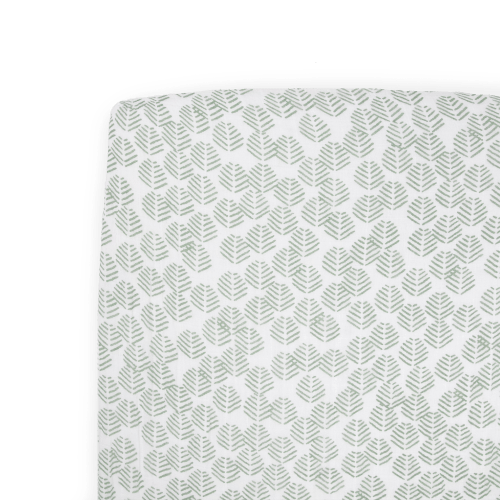 Cotton Muslin Crib Sheet - Leaf Motif