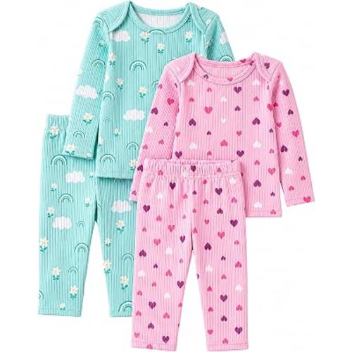 Jecson Baby Girl Outfits Infant Girls Clothes 4-Piece Sweatsuit Sets 3-24M