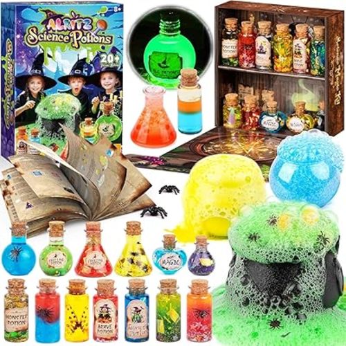 Alritz Science Potion Kits for Kids - 23 Magic Mix Potion Bottles, Witches Cauldron, Birthday Party Christmas Decorations Gifts Toys for Boys Girls 8 9 10 11+ Years Old