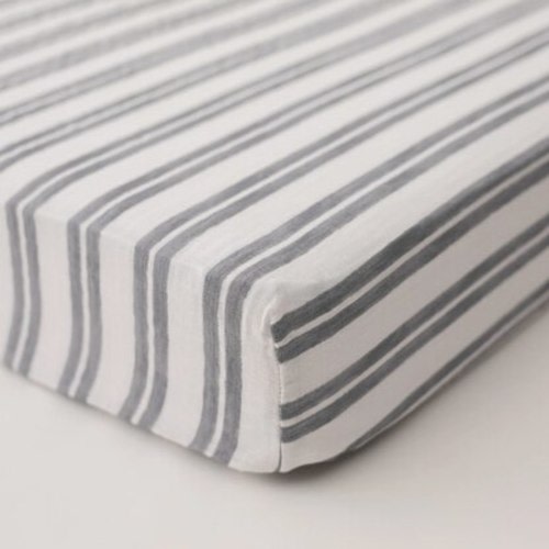 Muslin Crib Sheet, Double Grey Stripe