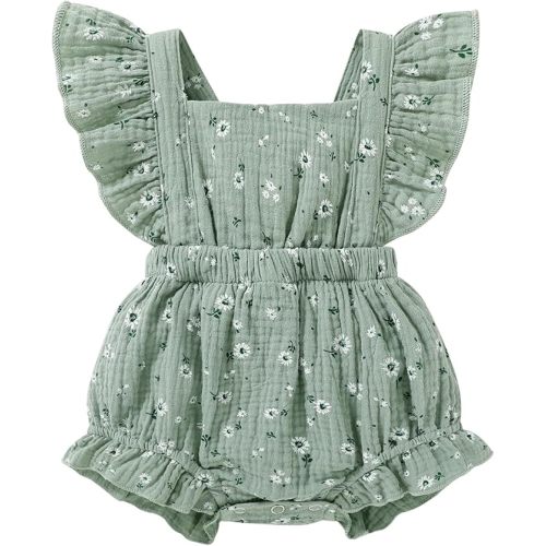 Happy Town Newborn Baby Girl Clothes Infant Summer Romper Sleeveless Floral Cute Outfits One Piece Jumpsuit Bodysuit