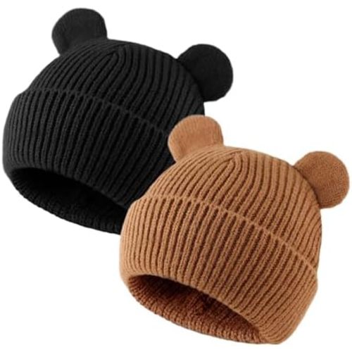 Bear Baby Beanie Knitted Baby Winter Hat Infant Toddler Boys Girls Beanie with Cotton Lining