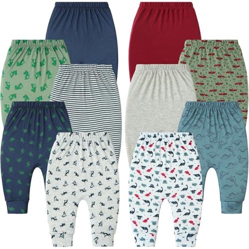Hakochia Baby Pants for Boys & Girls: 100% Cotton, Soft, Comfy, Ample Diaper Room 0-36 Months