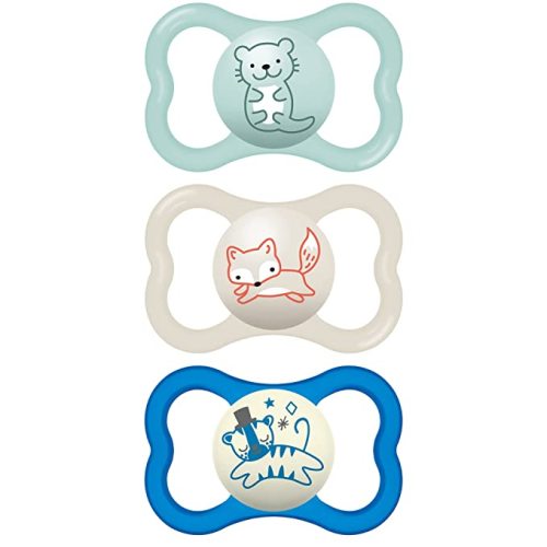 MAM Air Day & Night Baby Pacifier, for Sensitive Skin, Glows in The Dark, 3 Pack, 6-16 Months, Boy