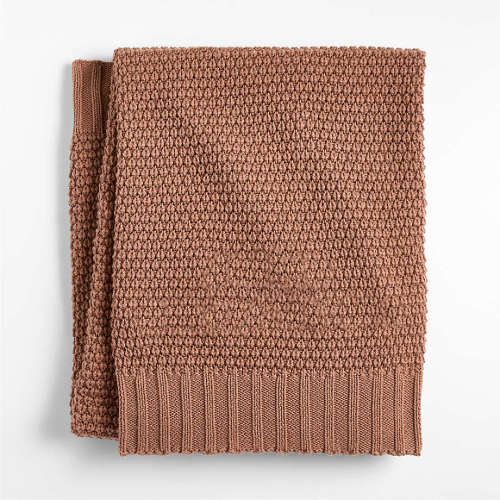 Bubble Knit Natural Brown Organic Cotton Baby Stroller Blanket