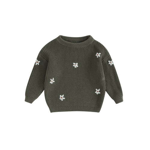 GXFC Toddler Girls Sweaters 6M 1T 2T 3T 4T 5T Kids Girls Long Sleeve Floral Embroidery Knit Pullovers Tops Casual Fall Knitwear Clothes for Child