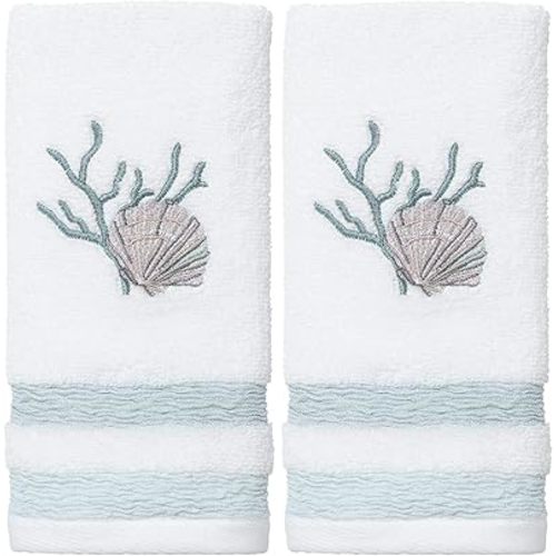 Avanti Linens - Fingertip Towel, Soft & Absorbent Cotton Towel (Coastal Terrazo), 18.00" x 11.00", Multicolor (Pack of 2)