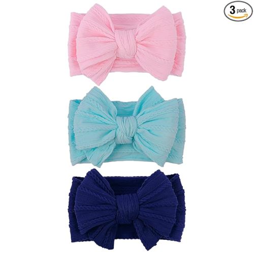 LemonSpace Handmade Baby Girls Headbands Soft Stretchy Nylon Hair Bands Hair Accessories with Bows for Newborn Baby Girls Infant Toddlers Kids