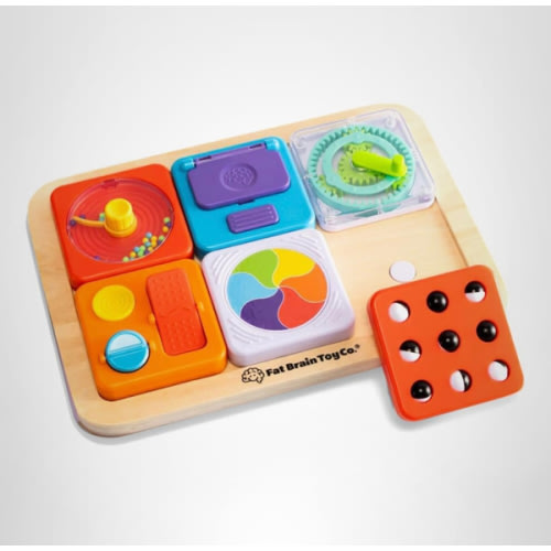 Fat Brain Toys PlayTab Essentials, Modular Sensory Activity Board, Busy Board for Toddlers and Babies Ages 12 Months+