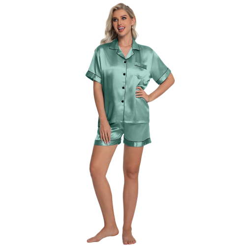 Womens Satin Pajama Set, Button Up Nursing Friendly