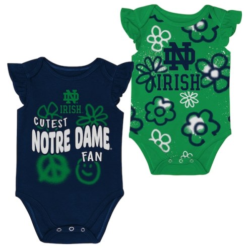 Girl's Newborn and Infant Outerstuff Navy/Green Notre Dame Fighting Irish Little Sunshine Two-Piece Bodysuit Set
