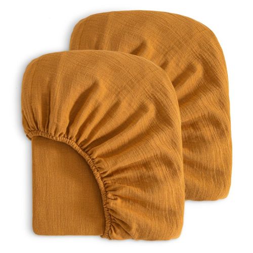 2 Pack Cotton Crib Sheets, Double Gauze Breathable Fitted Sheets with Deep Pockets, Night Sweat Wicking for Toddler - NTBAY