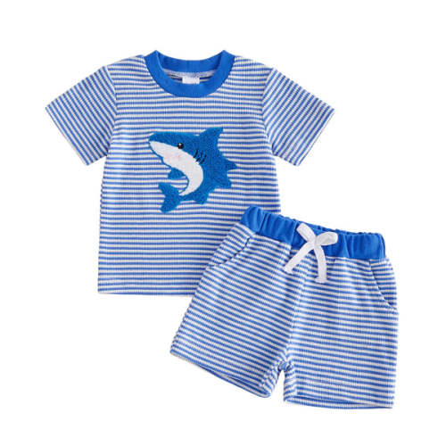 SHARK Striped Outfit - Hazel & Bo