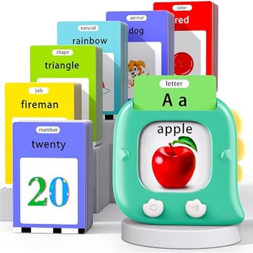 Kidzdo Talking Flashcards for Toddlers 1 2 3 4 5 6 Years Old, 520 Words Language Learning Toys, Pocket Speech Toys, Autism Toys for Kids 1-6, Birthday Gifts for Boys and Girls, Green
