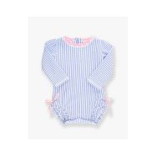 Seersucker Long Sleeve Rash Guard One Piece | RuffleButts & RuggedButts