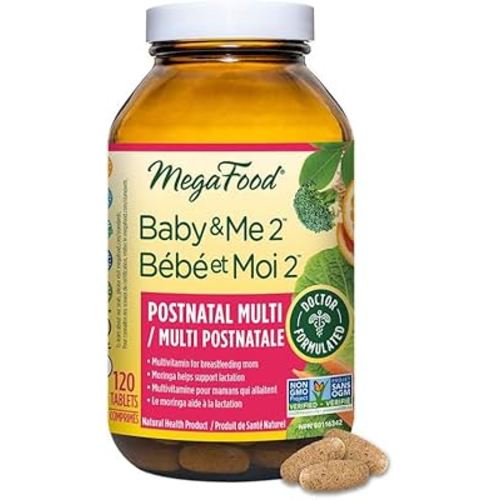 MegaFood Women's Postnatal Vitamins for Breastfeeding Moms | Postpartum Lactation Multivitamins Supplements for Women| Moringa Supplements | 120 Tablets