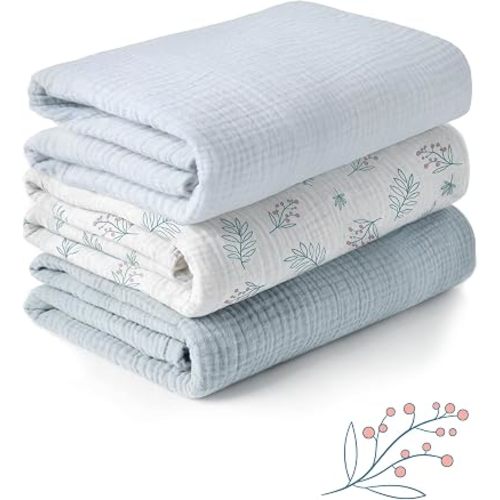 Muslin Swaddle Blankets for Newborn, Cotton Reveiving Blankets for Baby Boy