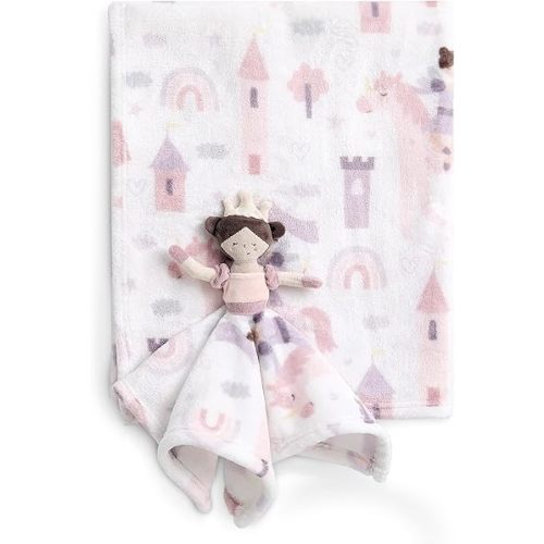 Evolur Princess Print 2 Piece Gift Set, Includes Blanket with Lovey, Warm and Cozy Baby Blanket, Machine Washable Nursery Bed Blanket, Soft and Charming Lovey
