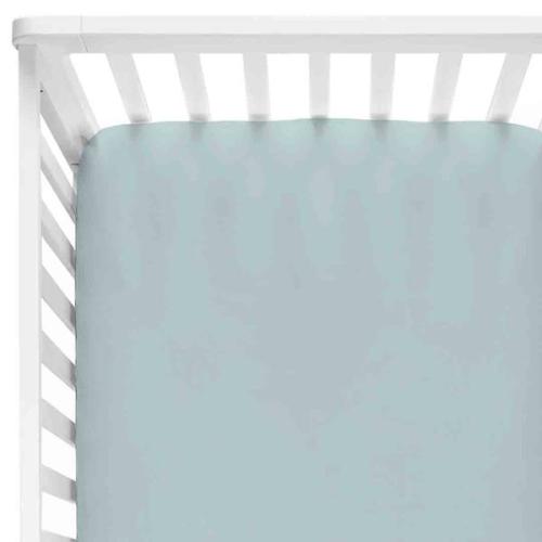 Solid Light Dusty Blue Bamboo Knit Crib Sheet