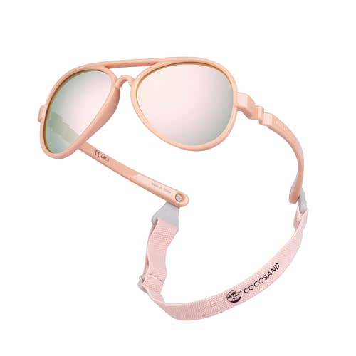 COCOSAND Baby Aviator Polarized Sunglasses with Adjustable Strap for Baby Infant Girl Boy 0-18 Months