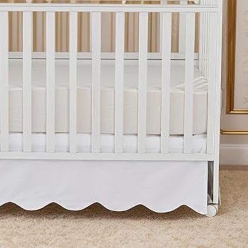 Brandream Scallop Edge Cotton Crib Skirt Toddler Bedskirt Baby Nursery Crib Bed Skirt Boho BohemianNeutral Solid Color Cream Off White Farmhouse Chic Boho Bohemian Skirt : Amazon.com.au: Baby