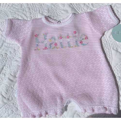 Girls Pink Paty Bubble, Girl Personalized Romper, Paty Sunsuit, Floral Monogram, Baby Shower Gift