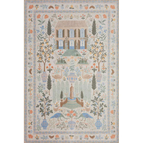 Rifle Paper Co. x Loloi Menagerie MEN-03 Camont Cream Rug | Wayfair