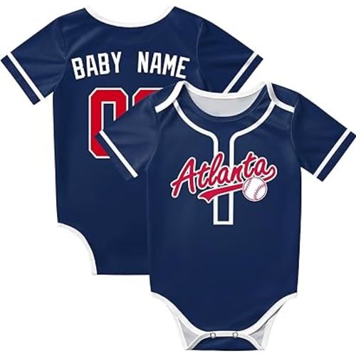 KREDE Atlanta Baby Clothes Unisex Bodysuit Custom Name Number for Boy Girl