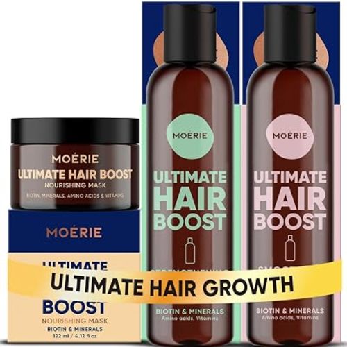 Moerie Ultimate Mineral Shampoo and Conditioner Set - Vegan Friendly, Paraben Free, Hair Growth Products for Longer, Thicker, Fuller Hair - Includes Hair Mask