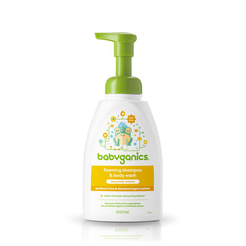 foaming shampoo + body-wash, chamomile verbena| babyganics