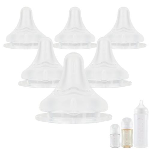 Silicone Nipple for Pigeon Bottle,Size S,Slow Flow Baby Bottle Nipples,1m+ 6 Count