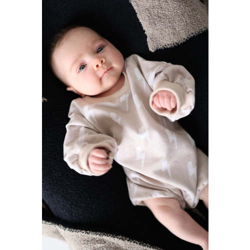 Tan & Cream  Lightning Bolt | Long Sleeve Romper
