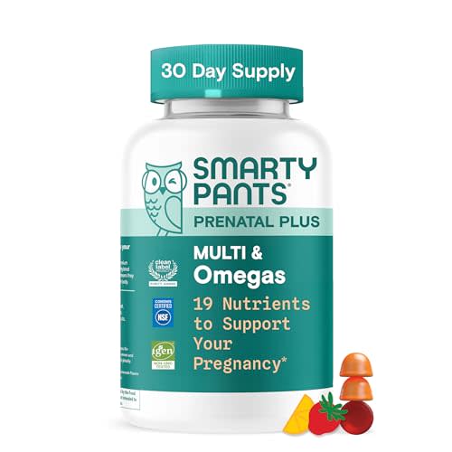 SmartyPants Prenatal Multivitamin Gummies - Improved Formula: Omega 3 (DHA/EPA), Methylfolate, Biotin, Vitamin D3, C, Vitamin B12, B6, Vitamin A, K & Zinc, Gluten Free, 90 Count (30 Day Supply)