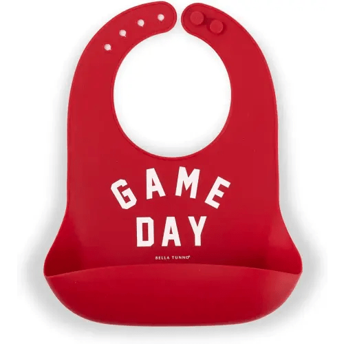 Baby Bib for Eating by Bella Tunno, Waterproof Silicone Bib with Large Food Catcher, Adjustable Fit for Babies 4-12 months & Toddlers 1-3 Years, Boys & Girls, Game Day