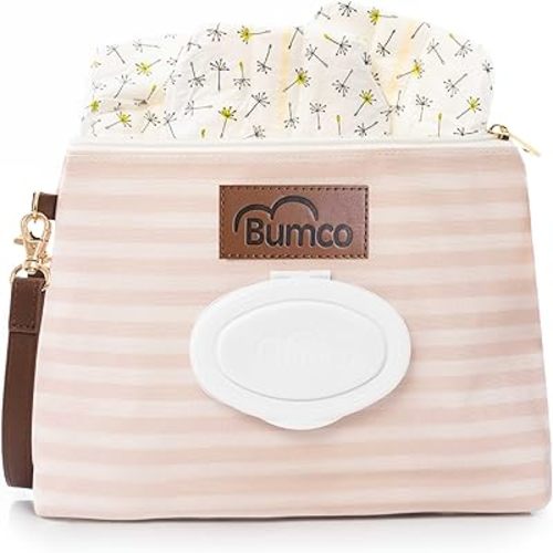 Bumco Diaper Clutch Bag - Portable Wipes Dispenser & Diaper Holder, Airtight Travel Baby Wipes Case, Wipe Dispenser Travel Baby Wipes Dispenser On the Go, Diaper Wristlet