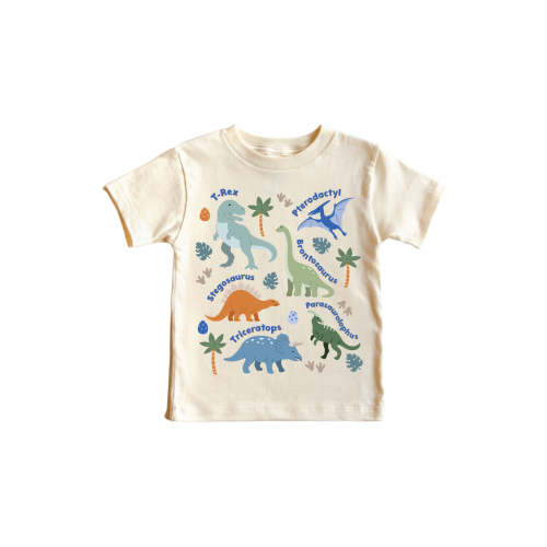 Dino Names Neutral Graphic Bodysuit & Kids Tee | Natural