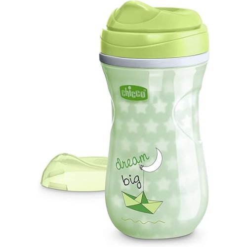 Chicco Glow in the Dark Double-Wall Insulated Sippy Cup with Bite-Proof Rim Spout and Spill-Free Lid 9oz.| Top-Rack Dishwasher Safe | Easy to Hold with Ergonomic Indents | 12+ months