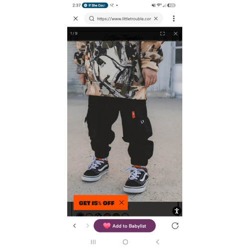 Little Trouble Black Cargo Pants