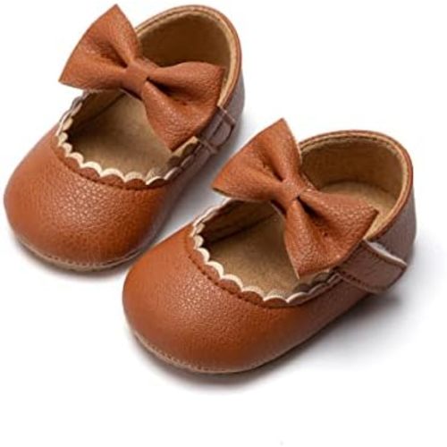 ohsofy Infant Baby Girls Mary Jane Flats Non-Slip Bowknot Princess Wedding Dress Shoes Toddler Crib Shoes