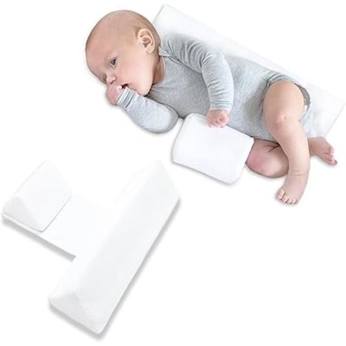 Wedge Pillow for Newborns, Adjustable 45 Degrees to Provide Front (White)