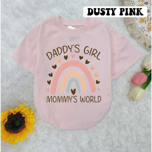 Daddy's Girl Mommy's World Baby Romper Short Sleeves, Fathers Day Baby Bodysuit, Mommy Baby Romper, Father'S Day Gift