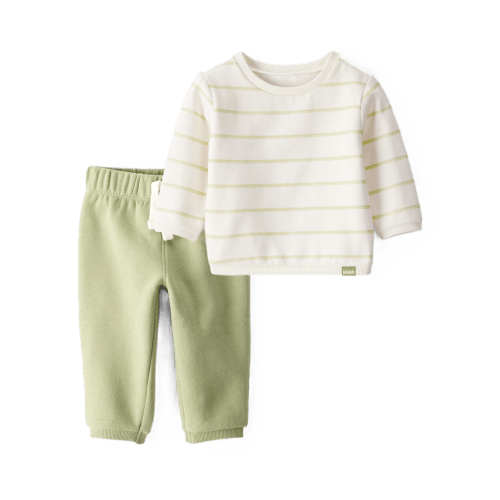 Baby Boy 2-Piece DayDream Fleece Pullover Sweatshirt & Pull-On Pants Set - Ivory/Green | Carter's
