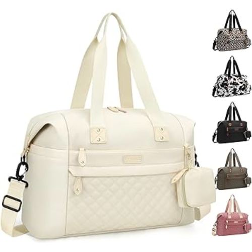 Diaper Tote - Diaper Bag with Pacifier Case, Shoulder Straps, Stroller Clips, Waterproof Mommy Bag for Mom and Dad, White