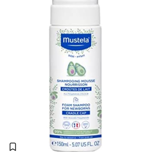 Mustela Cradle Cap Foam Shampoo for Newborn - Baby Shampoo with Natural Avocado - Tear-Free & Fragrance-Free - 5.07 fl. oz.