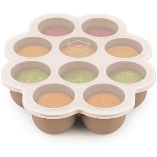 KeaBabies Silicone Food Freezer Trays with Lid, 2oz x 10 Pods, Chai Latte