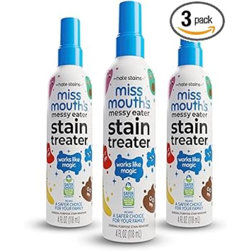 Miss Mouth's Messy Eater Stain Treater Spray - 4oz 3 Pack Stain Remover - Newborn & Baby Essentials - No Dry Cleaning Food, Grease, Coffee Off Laundry, Underwear, Fabric