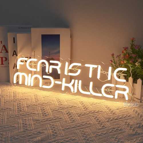 Fear Is The Mind-killer Neon Sign,Dune Font Wall Decor,Positive Quote Decor,Dune Movie Lover Gifts,Chirstmas Gifts,Gift for Book Lover