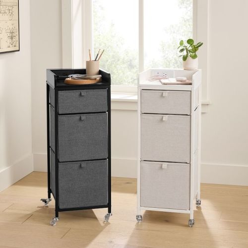 Tall Plug-In Rolling Cart with AC Plug and USB A/C (35")